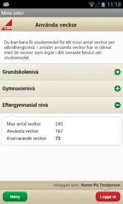 CSN Mina sidor android App screenshot 2